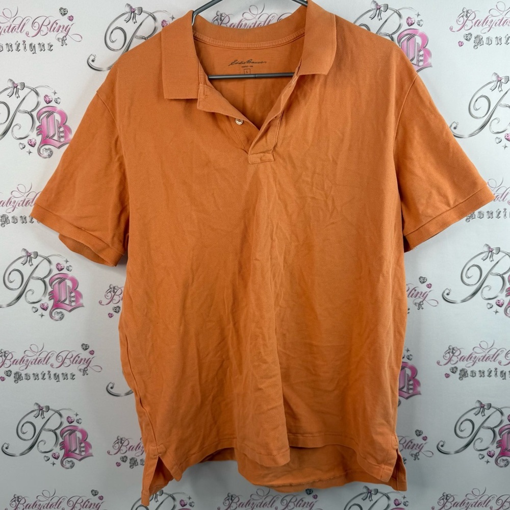 Eddie Bauer polo shirt collared Women's Button Down Shirt in Warm Orange